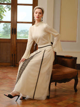 MOTF PREMIUM CONTRAST LACE MESH FAUX PEARL SKIRT